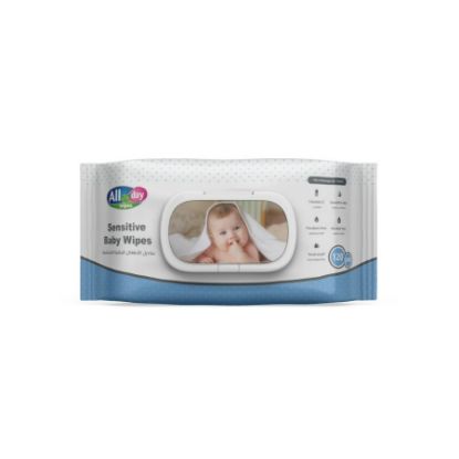 Picture of ALL DAY BABY WIPES (BLUE)-120 WIPES WITH LID (SENSITIVE