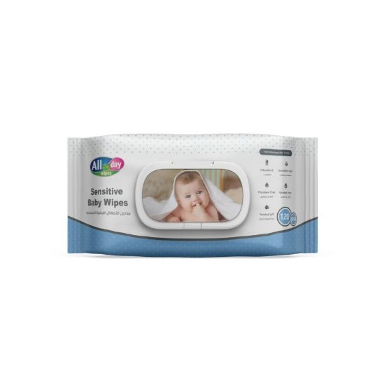 Picture of ALL DAY BABY WIPES (BLUE)-120 WIPES WITH LID (SENSITIVE