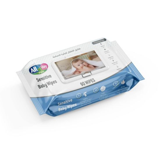 Picture of ALL DAY BABY WIPES(PINK/ BLUE)-120 WIPES WITH LID 1+1 (SENSI