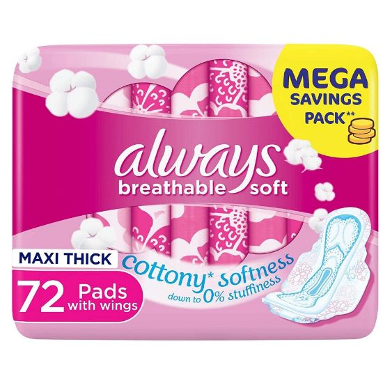 صورة الويز نعومة وتنفس ماكسي سميكة 72 فوطة وردى