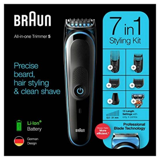 صورة براون مكينة حلاقة رجالي 7 واط 5 ملحقات مع حلاقة فيوجن من جيل