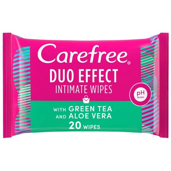 Picture of CAREFREE DUO EFFECT INTIMATE WIPES GREEN TEA 20 WIPES 31409