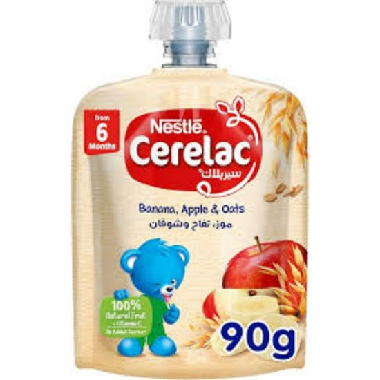 Picture of CERELAC PUREE APPLE BANANA OAT (4*90G) FAMILY PACK +6 MNTHS