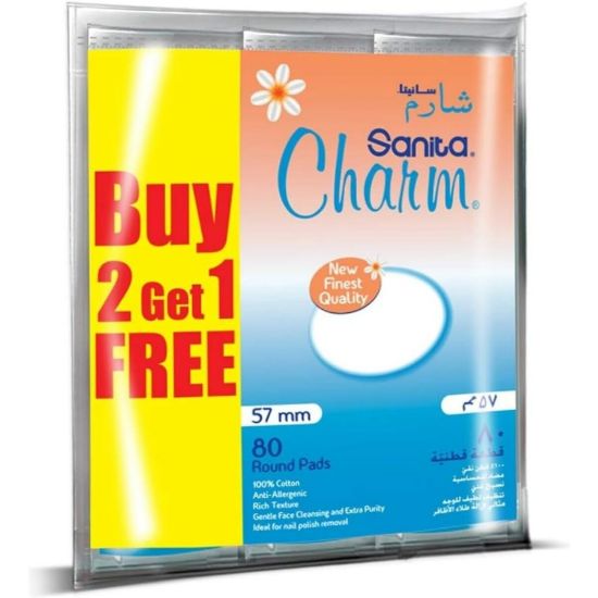 Picture of CHARM COTTON ROUND 57 MM 80 PADS (2+1 FREE ) W513R01