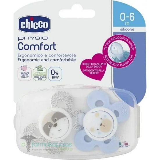 Picture of CHICCO SOOTHER PHYSIO COMFORT BOY 0-6M 2PC 2506