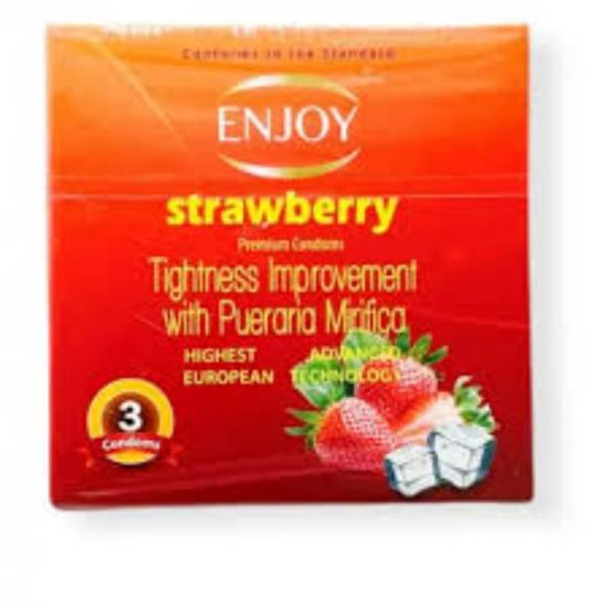 Picture of ENJOY STRAWBERRY CONDOMS 3 PCS
