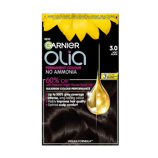 Picture of GARNIER OLIA PERMANENT HAIR COLOR 3.0 SOFT BLACK 1176