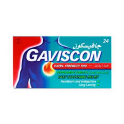 Picture of GAVISCON EXTRA STRENGTH 500 PEPP 12 TAB