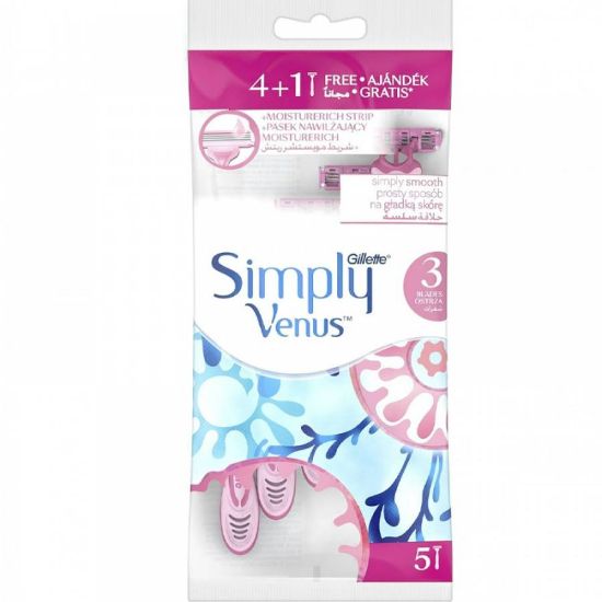 Picture of GILLETTE SIMPLY VENUS 3 - 4 DISP RAZORS + 1 FREE 32075-69255