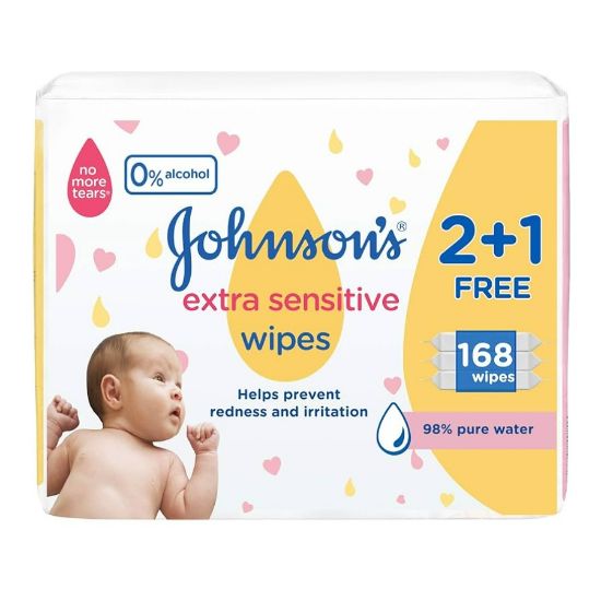 Picture of JOHNSON BABY WIPES EXTRA SENSI FRAG FREE ( 2+1 FREE )168WPES