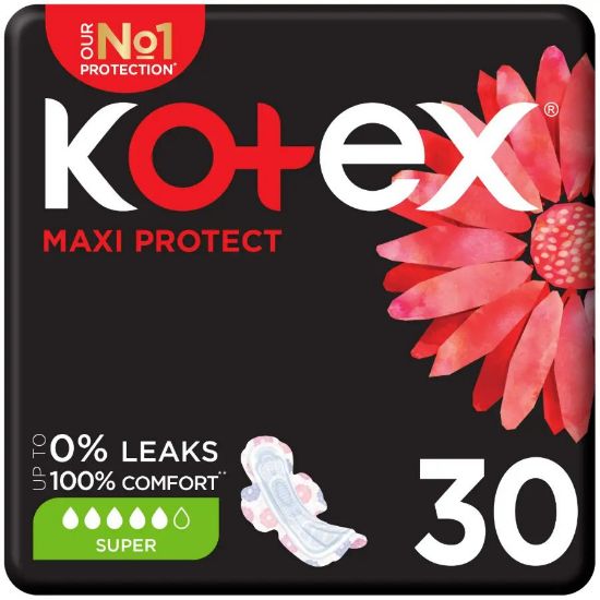 Picture of KOTEX MAXI SUPER W WINGS BLACK 6 X 30 PADS