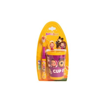 Picture of MASHA CHILDREN'S TOOTHBRUSH WITH CUP (YELLOW)