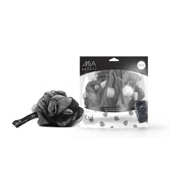 Picture of MIA BATH POUF WITH SOAP CHARCOAL120 GM