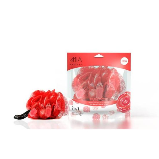 Picture of MIA BATH POUF WITH SOAP ROSE120 GM