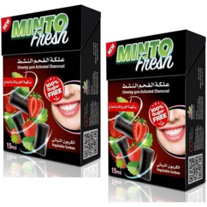 Picture of MINTO  CHEWING GUM CHARCOAL STRAWBERRY MINT 15X21 G