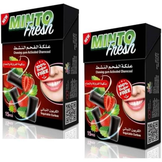 Picture of MINTO  CHEWING GUM CHARCOAL STRAWBERRY MINT 15X21 G