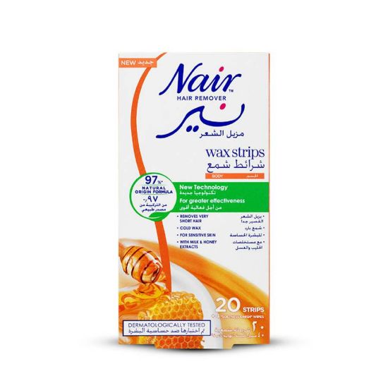 Picture of NAIR HAIR REMOVAL BODY WAX STRIPS HONEY 20PCS 5912