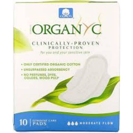 Picture of ORGANYC COTTON FEMININE CARE PADS MODERATE FLOW 10 PCS