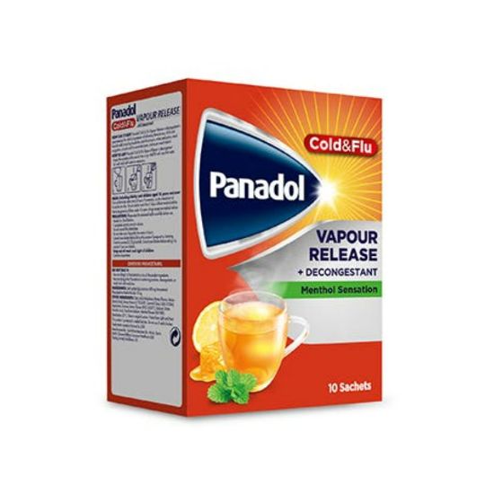 Picture of PANADOL COLD+FLU VAPOUR RELEASE LEMON & HONEY 10 SACHETS