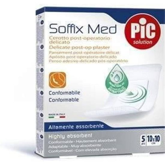 Picture of PIC SOFFIX MED PLASTER ANTI BACTERIAL 12 X 10 CM PACK OF 5