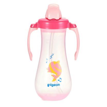 Picture of PIGEON TALL STRAW BOTTLE - PINK - 300 ML