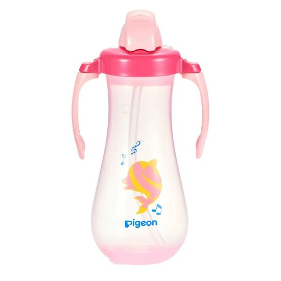 Picture of PIGEON TALL STRAW BOTTLE - PINK - 300 ML