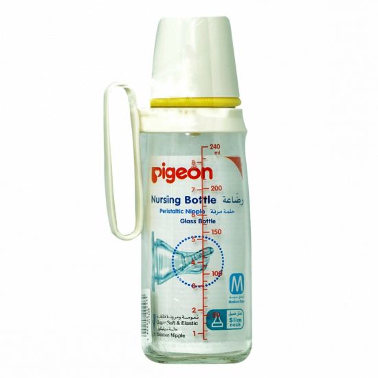 Picture of PIGEON K8 FLEXIBLE GLASS BOTTLE 4+M 240ML WITH HANDLE A226-2