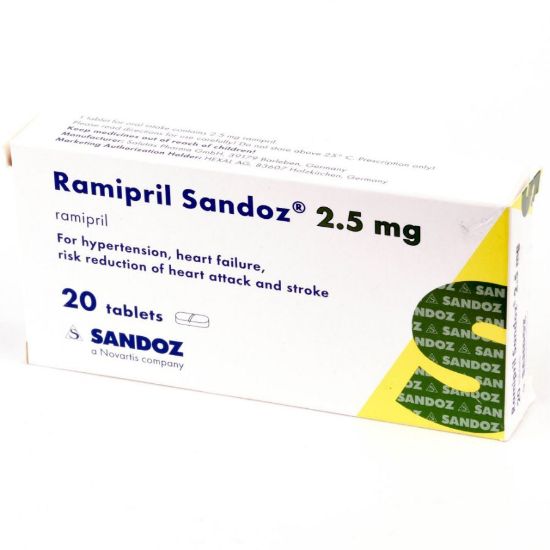 Picture of RAMIPRIL SANDOZ 2.5 MG 20 TAB