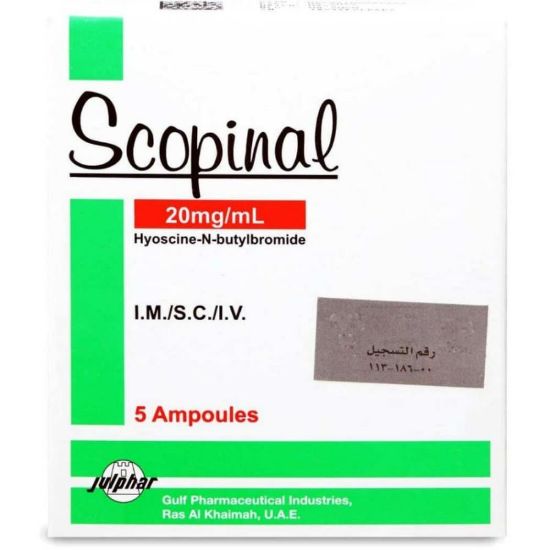 Picture of SCOPINAL 20 MG/ML I.M I.V 5 AMPOULS