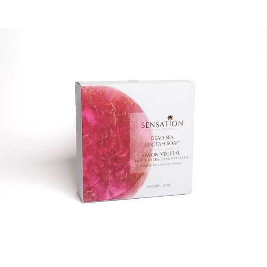 Picture of SENSATION LOOFAH SOAP - ROUND ENGLISH ROSE 240G 5044