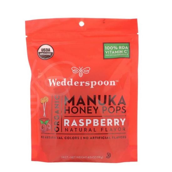 Picture of WEDDERSPOON ORGANIC MANUKA HONEY LOLLIPOP RASPERRY 120GM-269