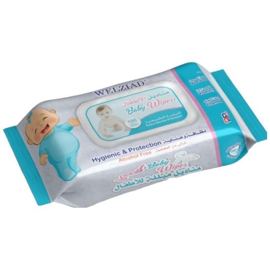 Picture of WELLAZID BABY WIPES 100 WIPES FOR NORMAL SKIN