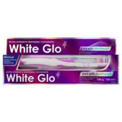 Picture of WHITE GLO 2 IN 1 WITH MOUTHWASH T.P 150 G 100 ML + T.B 0134