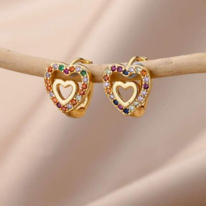 Picture of X8 BODY LUXURY EARRING ZIRCON HEART STEEL FE520